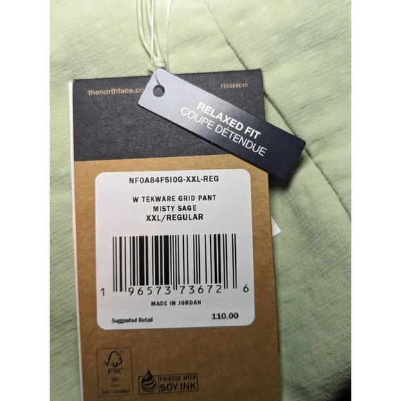 North Face Women's Tekware Grid Pants XXL Misty Sage NWT Relaxed Fit FlashDry - Picture 6 of 12